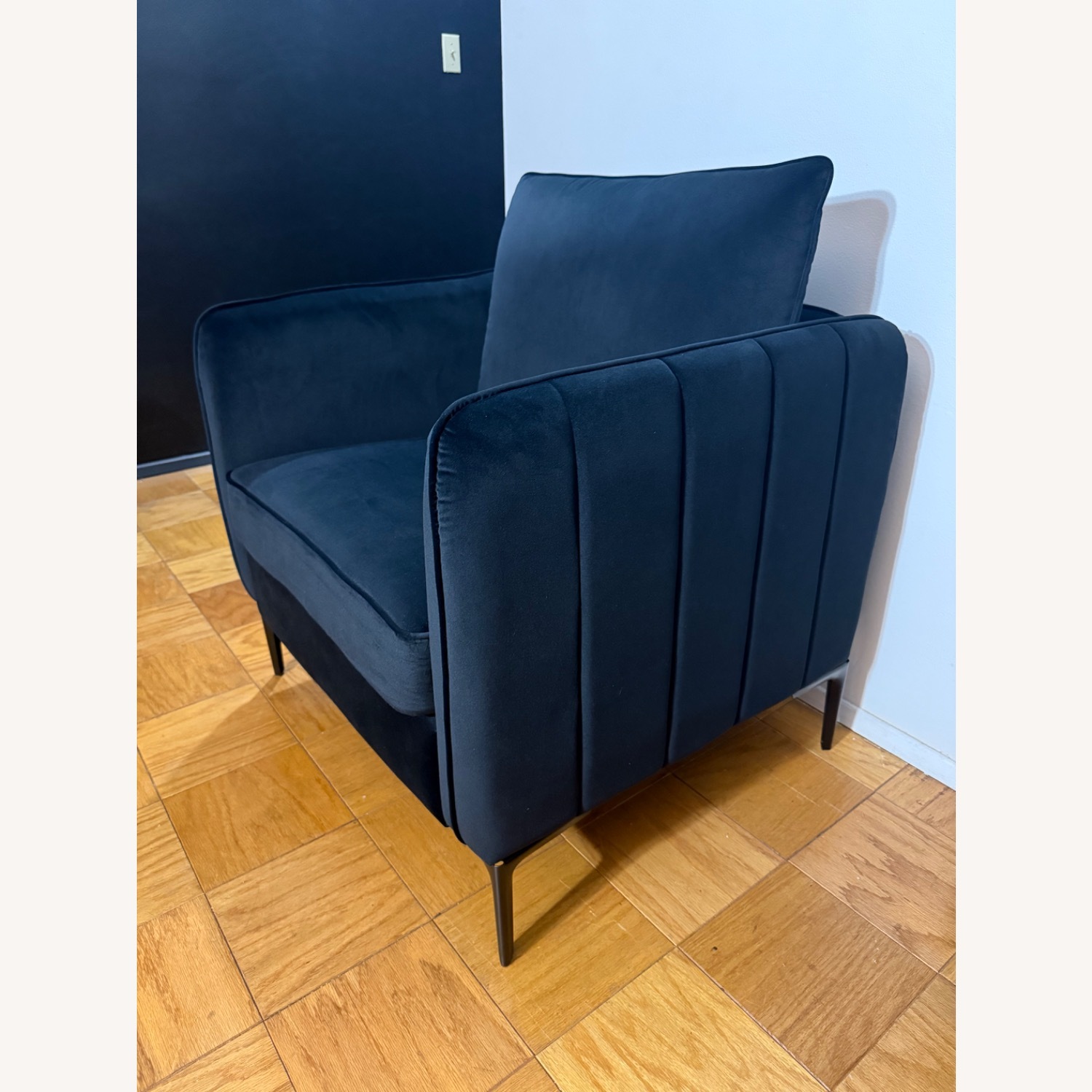 Amazon Black Velvet Accent Chair - image-3