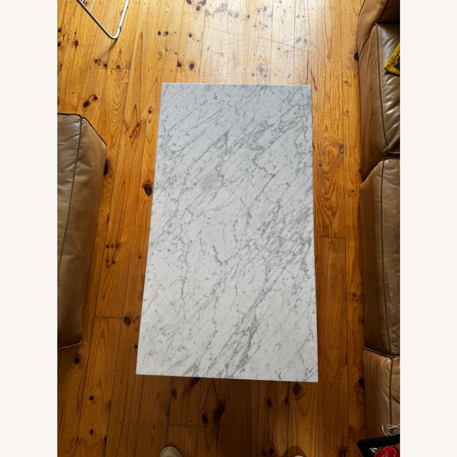 West Elm White Marble Coffee Table - image-2