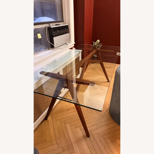 Used West Elm Jensen Transparent Glass Dining Table for sale on AptDeco