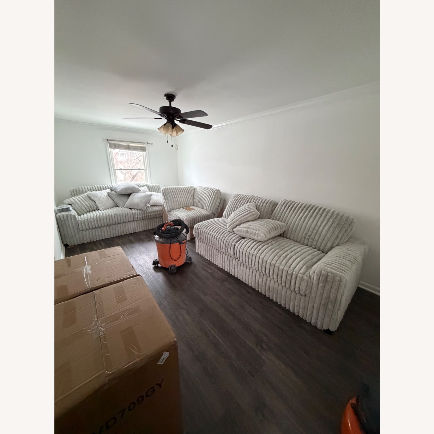 Stupendous Neutral Gray Fur Sectional 3 Piece - image-1