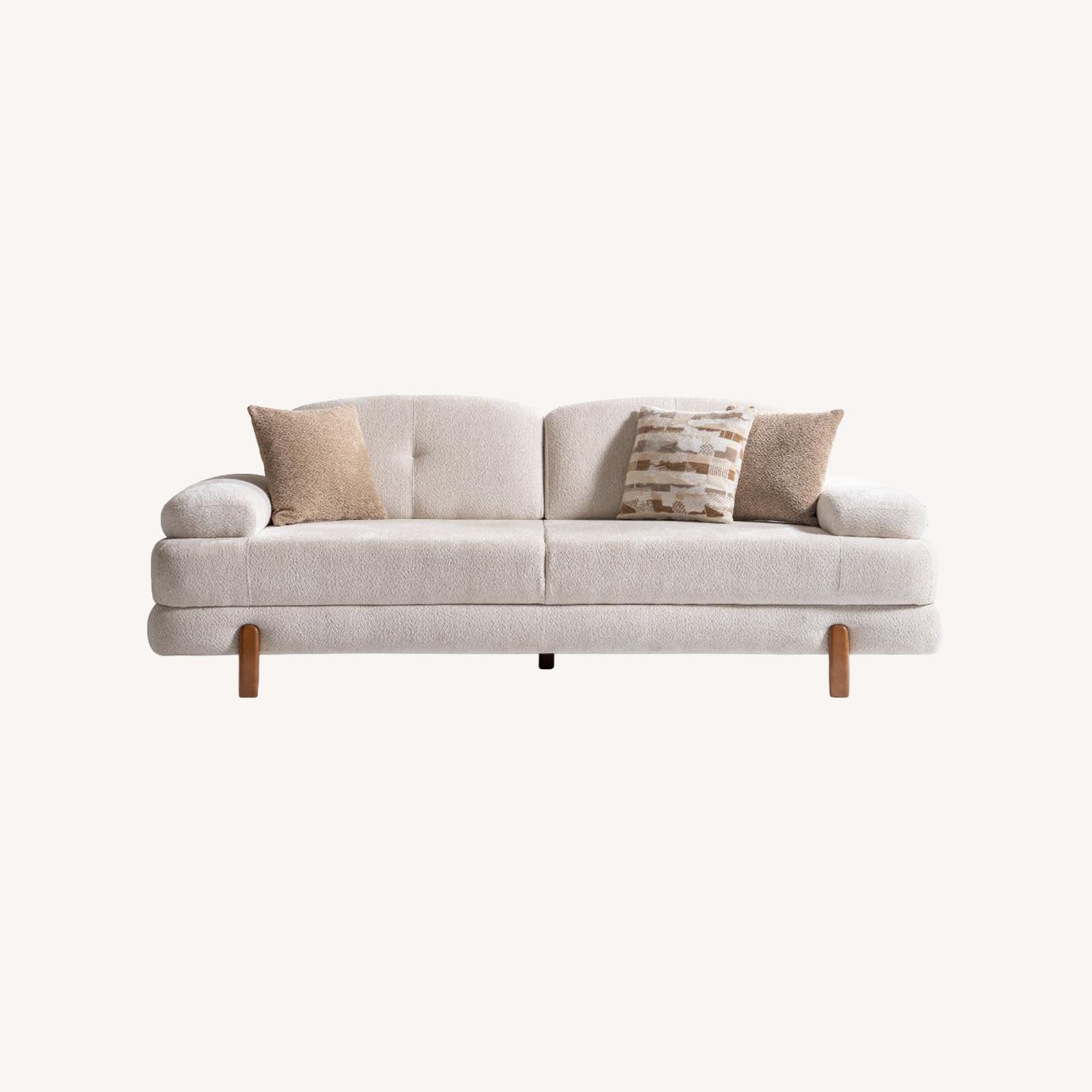 White Wood 3+ Seater Sofa - image-0