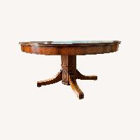 Antique Pedestal Round to Oval Dining Table