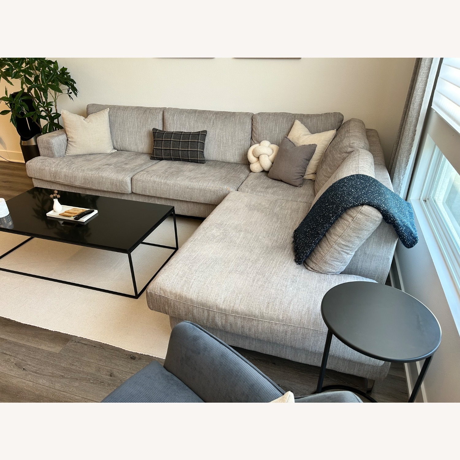 HD Buttercup Light Gray Fabric 3+ Piece Sectional - image-1