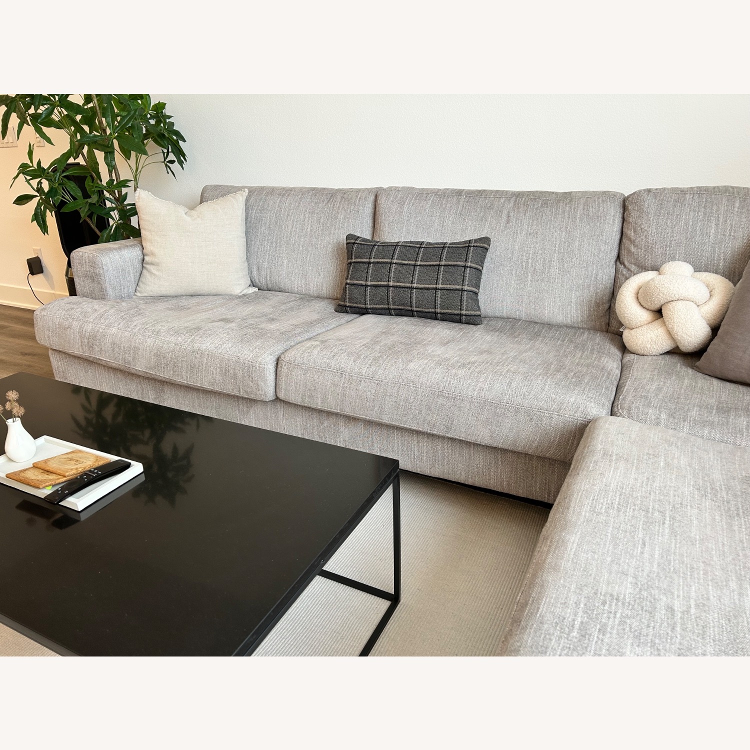 HD Buttercup Light Gray Fabric 3+ Piece Sectional - image-4