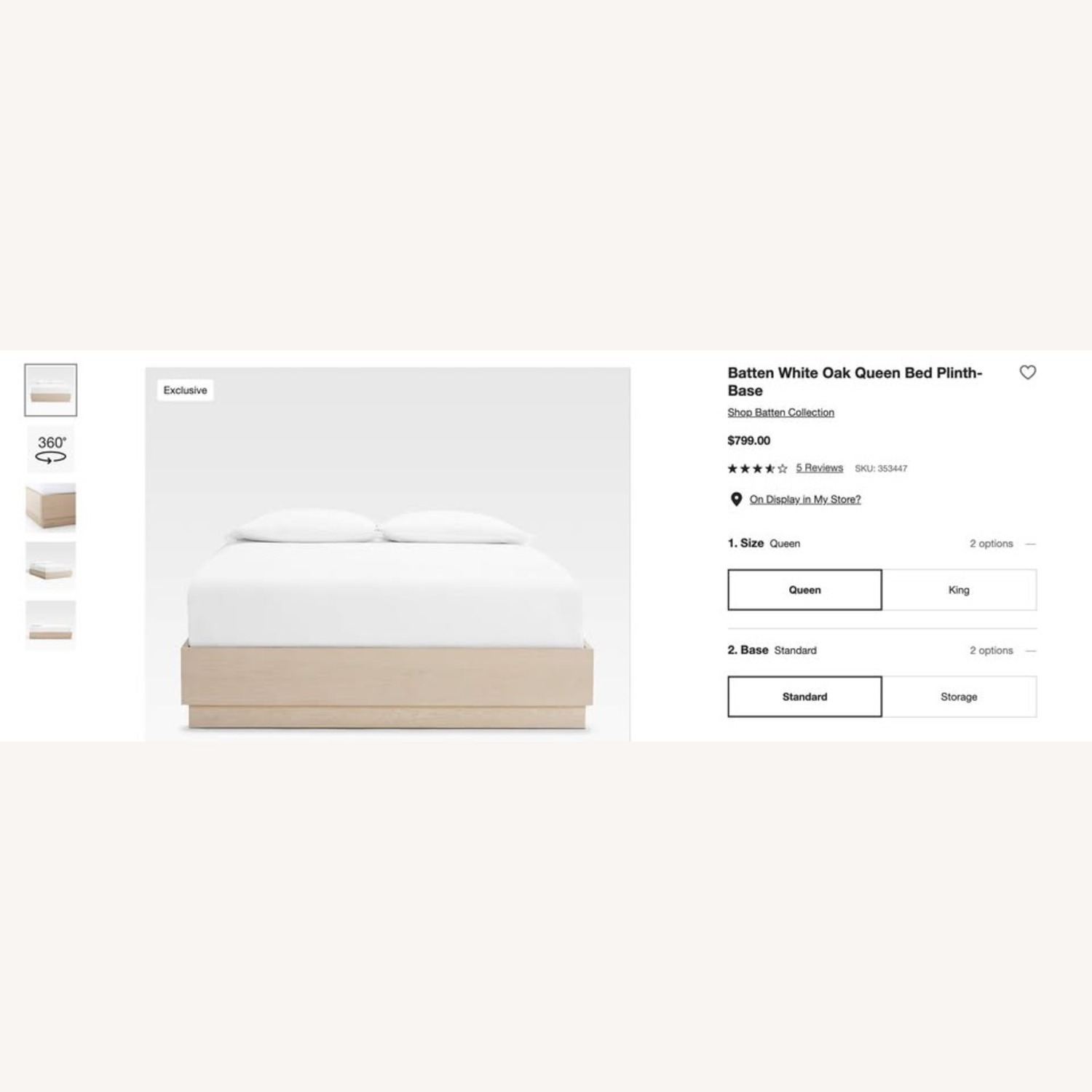  Crate & Barrel Batten Queen Plinth Platform Bed - image-4