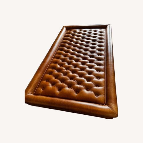 Used Restoration Hardware Light Brown Leather Ottoman for sale on AptDeco