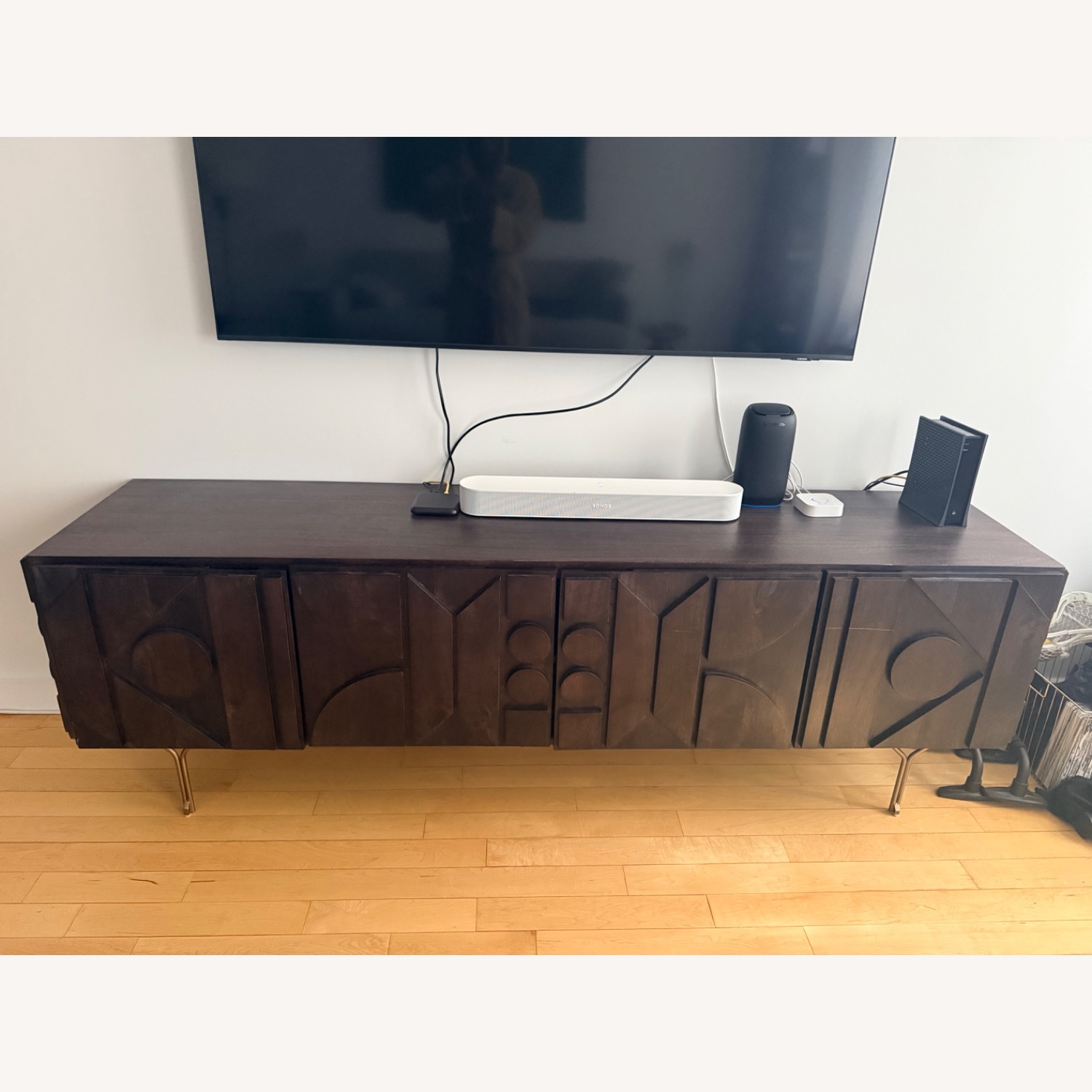 West Elm Dark Brown Pictograph Media Console - image-1