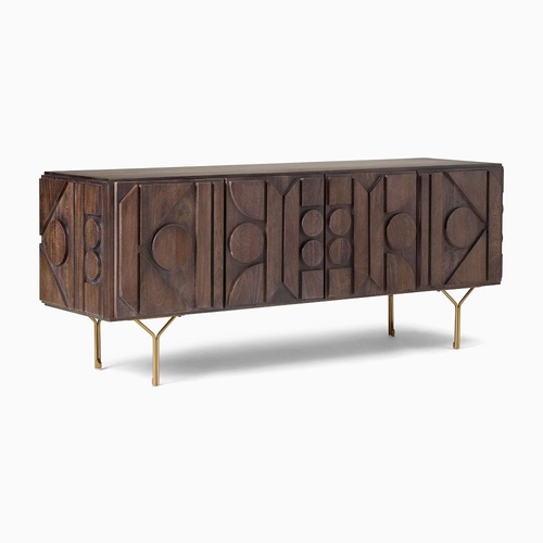 Used West Elm Dark Brown Pictograph Media Console for sale on AptDeco