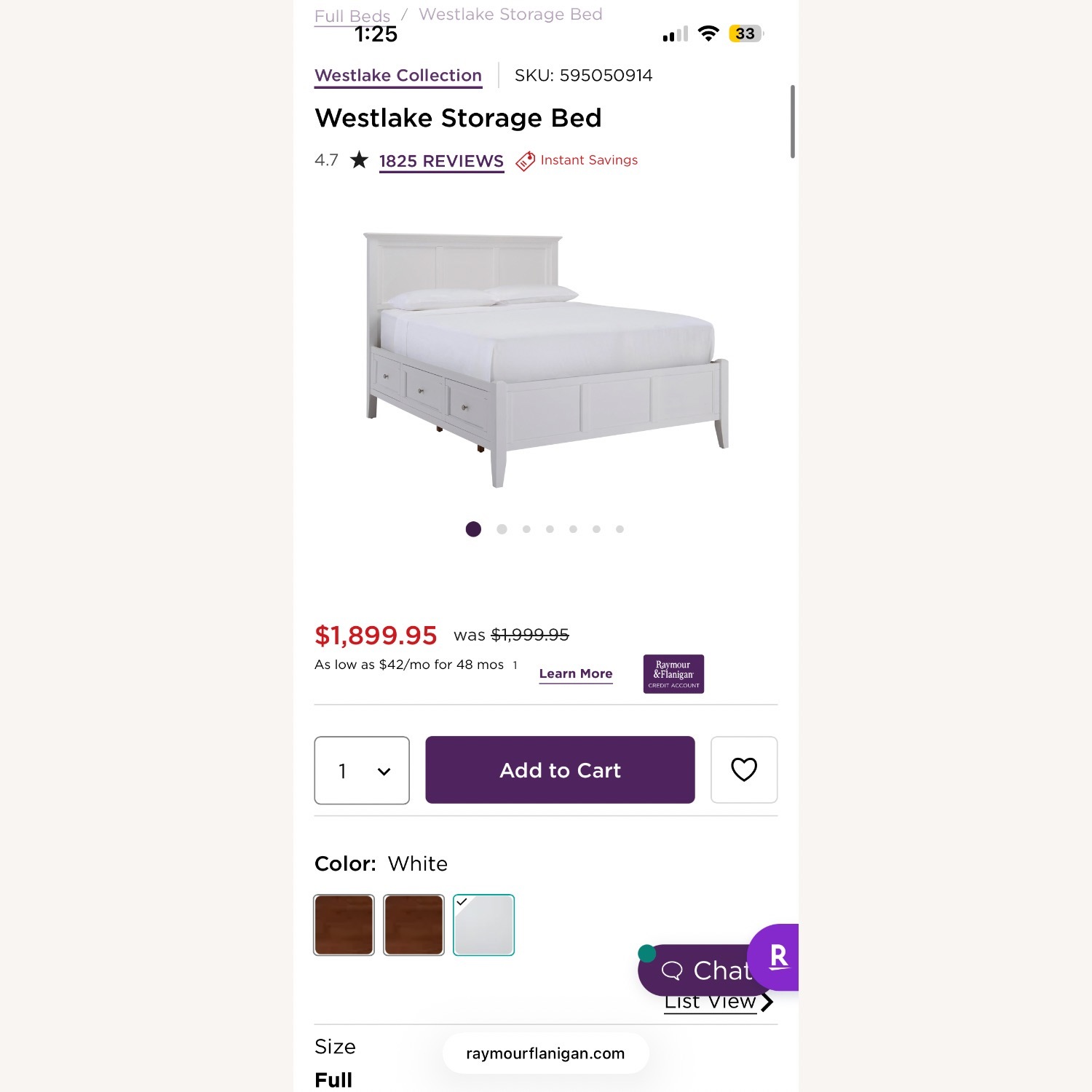 Full White Platform Bed With Drawers - image-2