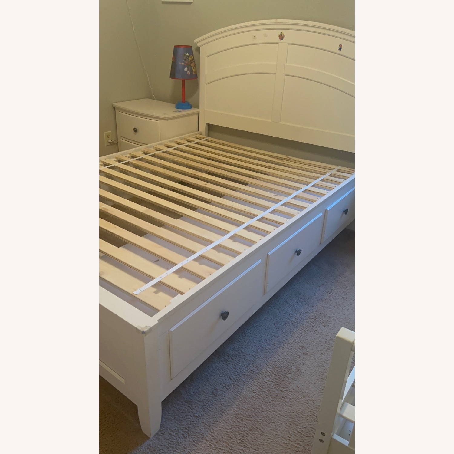 Full White Platform Bed With Drawers - image-1