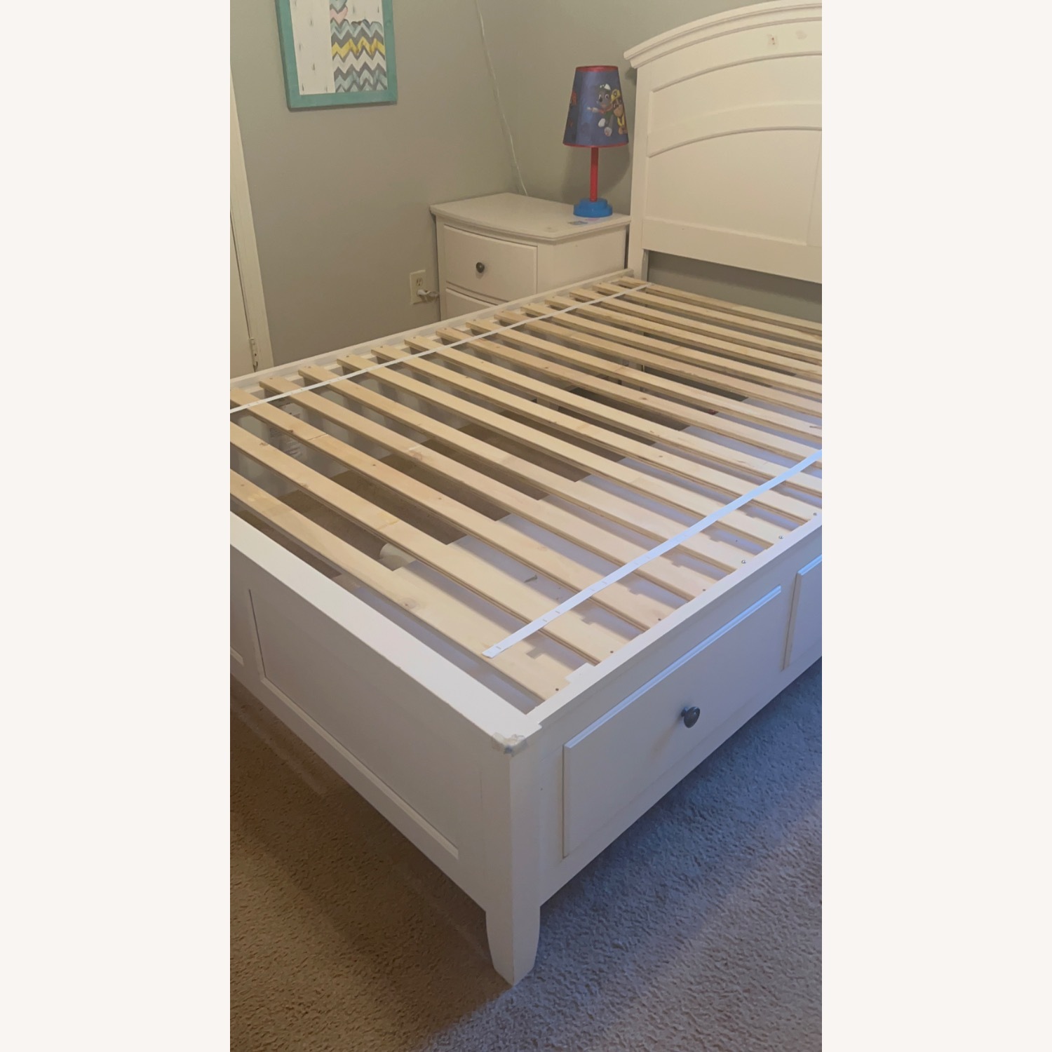 Full White Platform Bed With Drawers - image-3