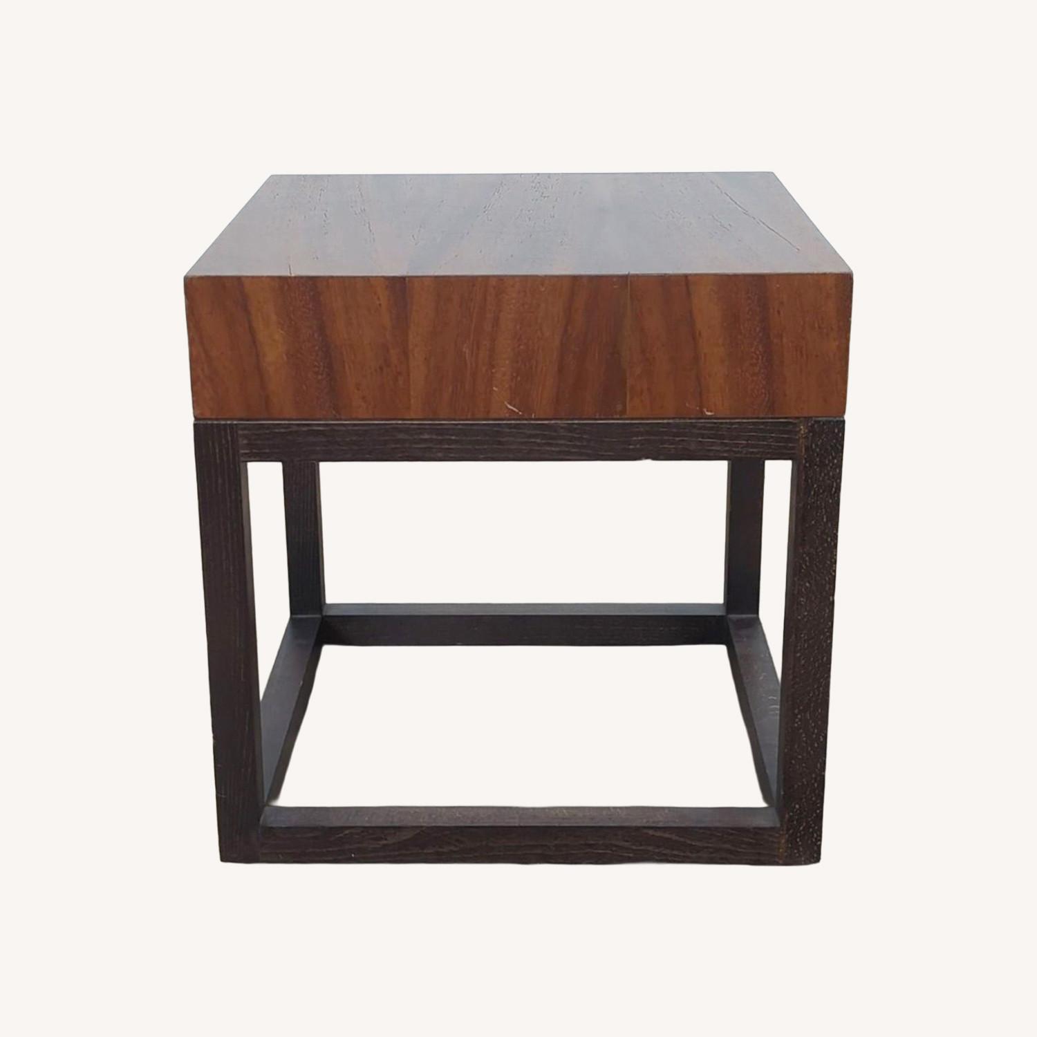 Crate & Barrel Wood Accent Table on Wood Base - image-10