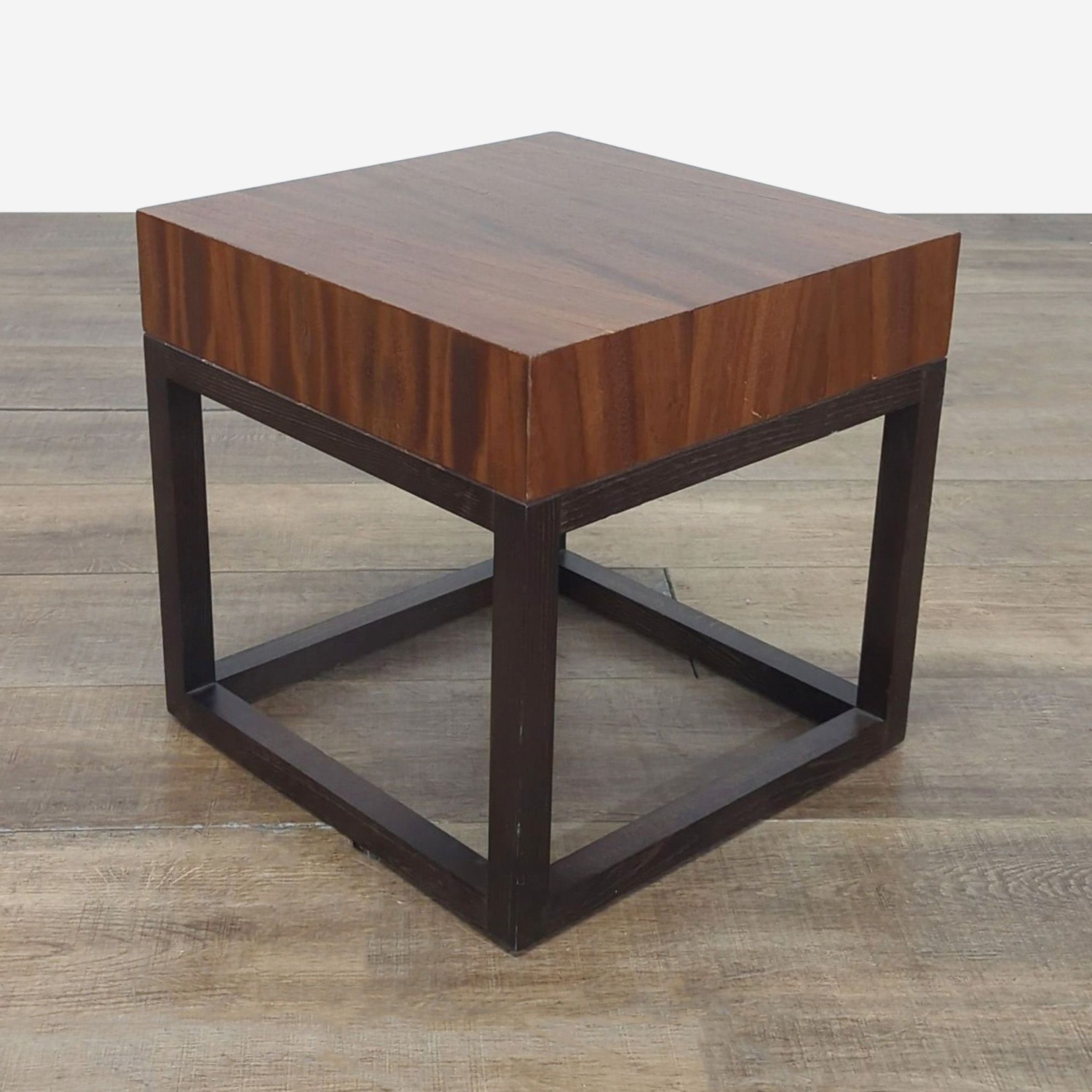 Crate & Barrel Wood Accent Table on Wood Base - image-1