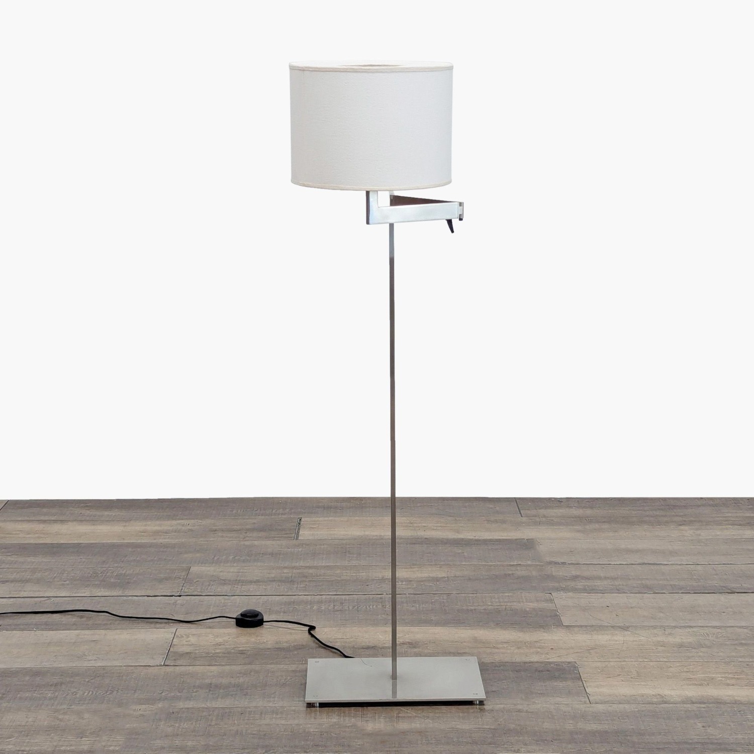 Modern Adjustable Floor Lamp with Fabric Shade - image-0