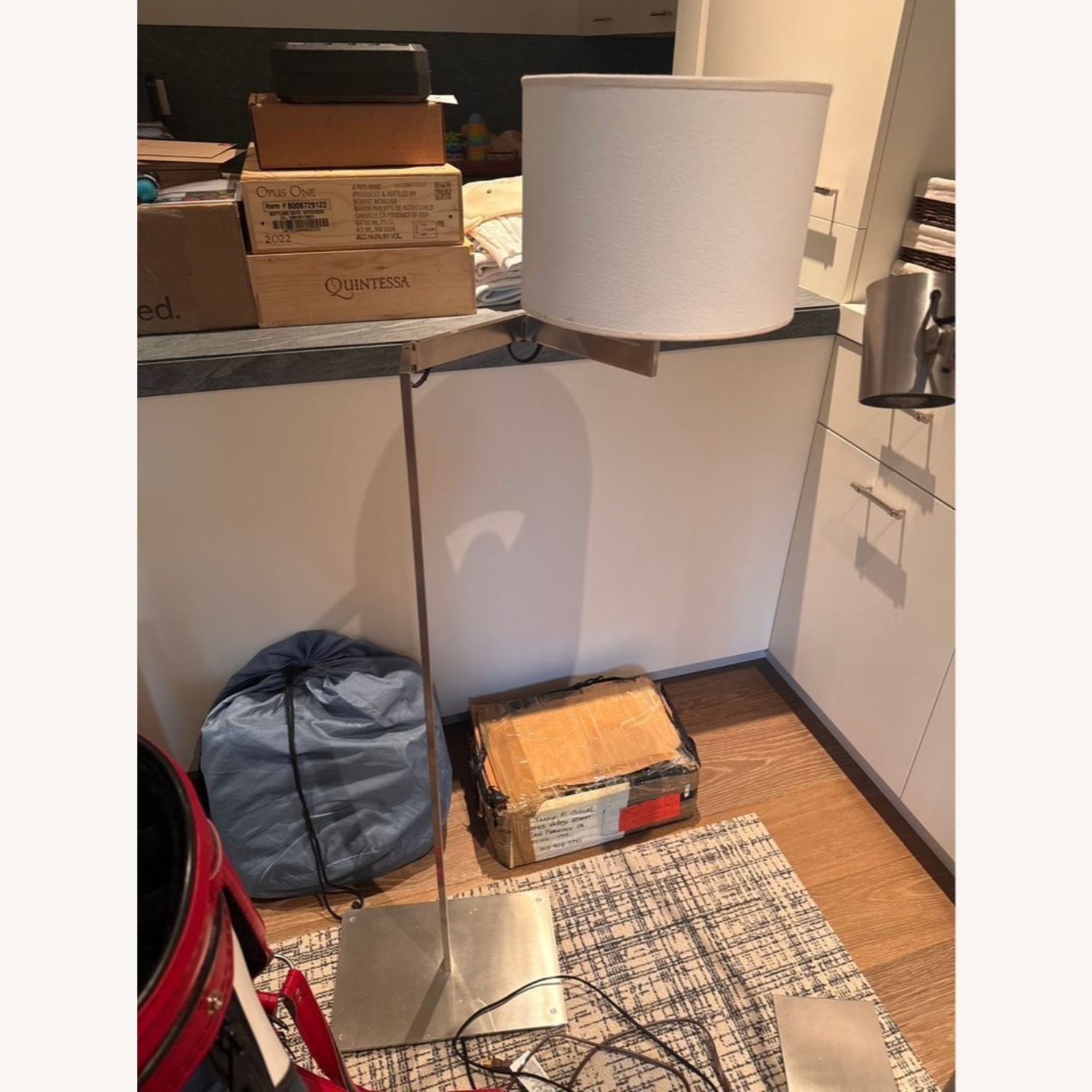 Modern Adjustable Floor Lamp with Fabric Shade - image-1