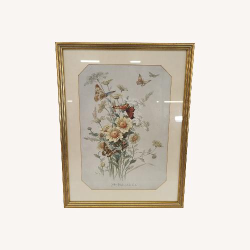 Used Framed Print "Yellow Daisies and Butterflies"  for sale on AptDeco