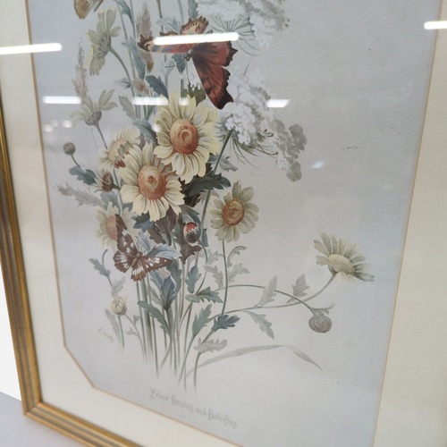 Used Framed Print "Yellow Daisies and Butterflies"  for sale on AptDeco