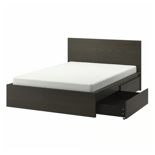Used IKEA Dark Brown Wood King Bed for sale on AptDeco