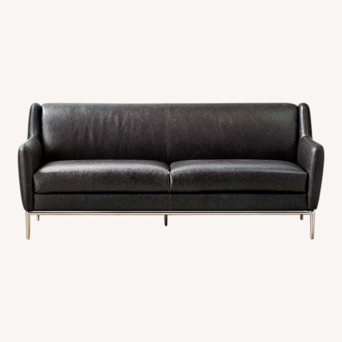 Used CB2 Alfred Black Leather Couch for sale on AptDeco