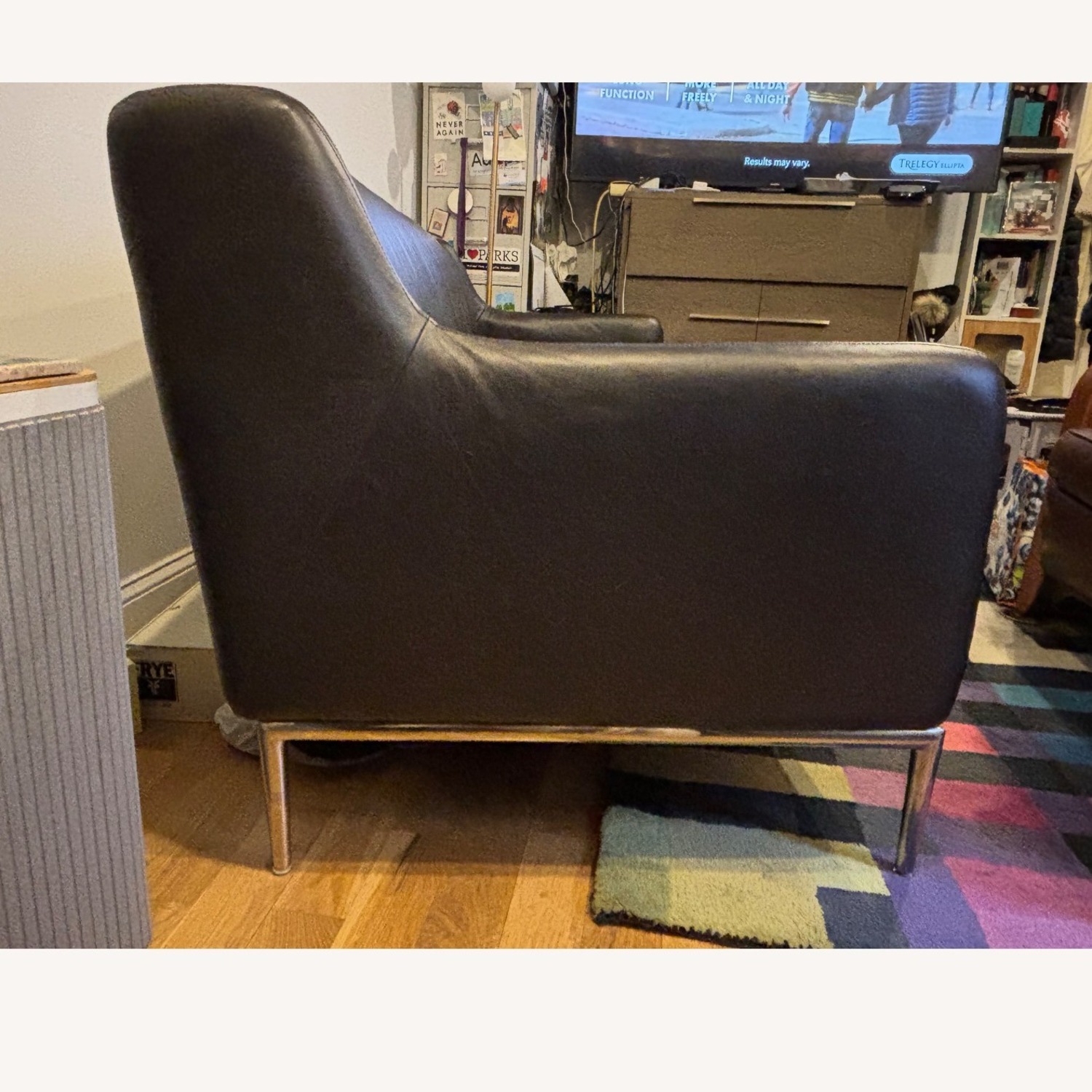 CB2 Alfred Black Leather Couch - image-3