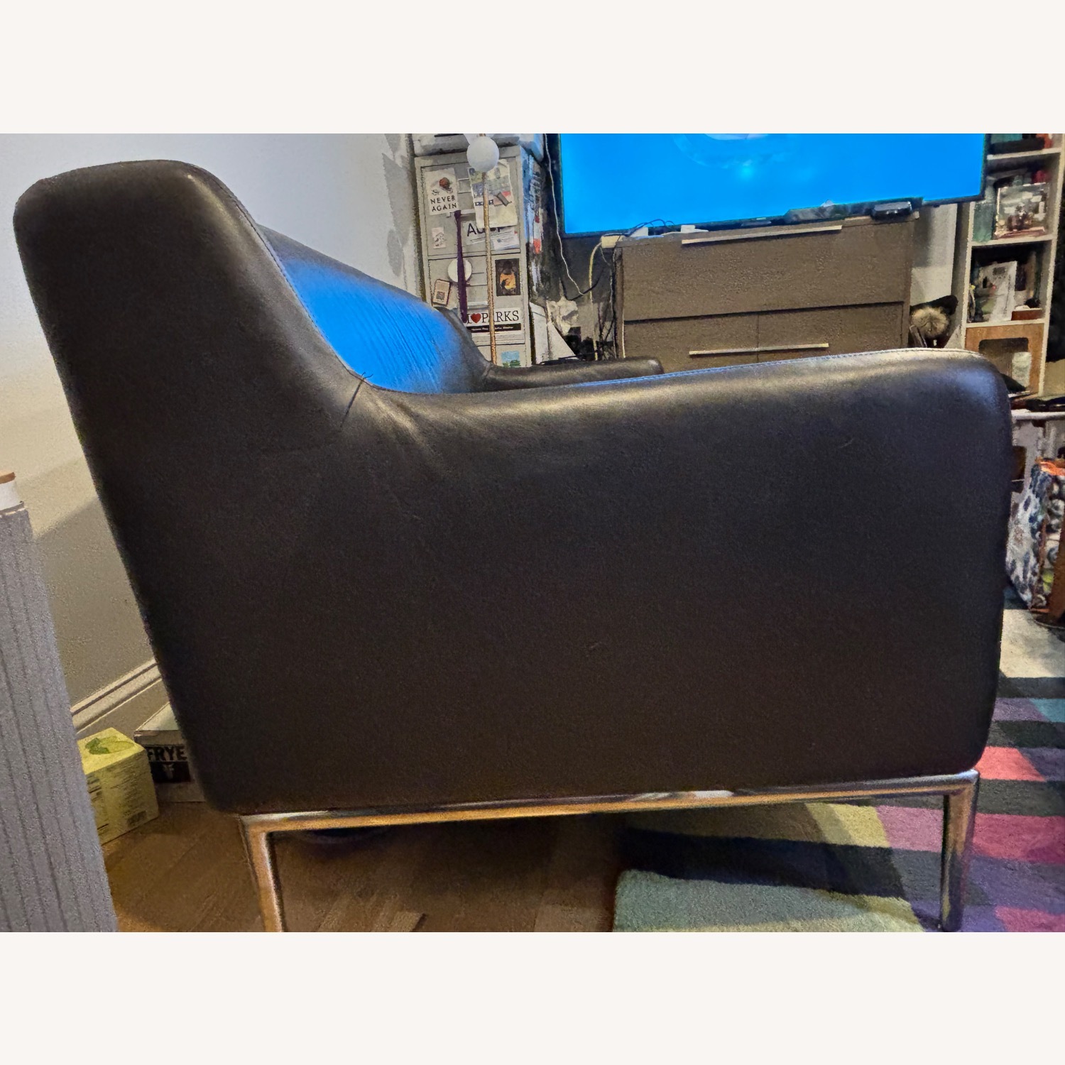 CB2 Alfred Black Leather Couch - image-4