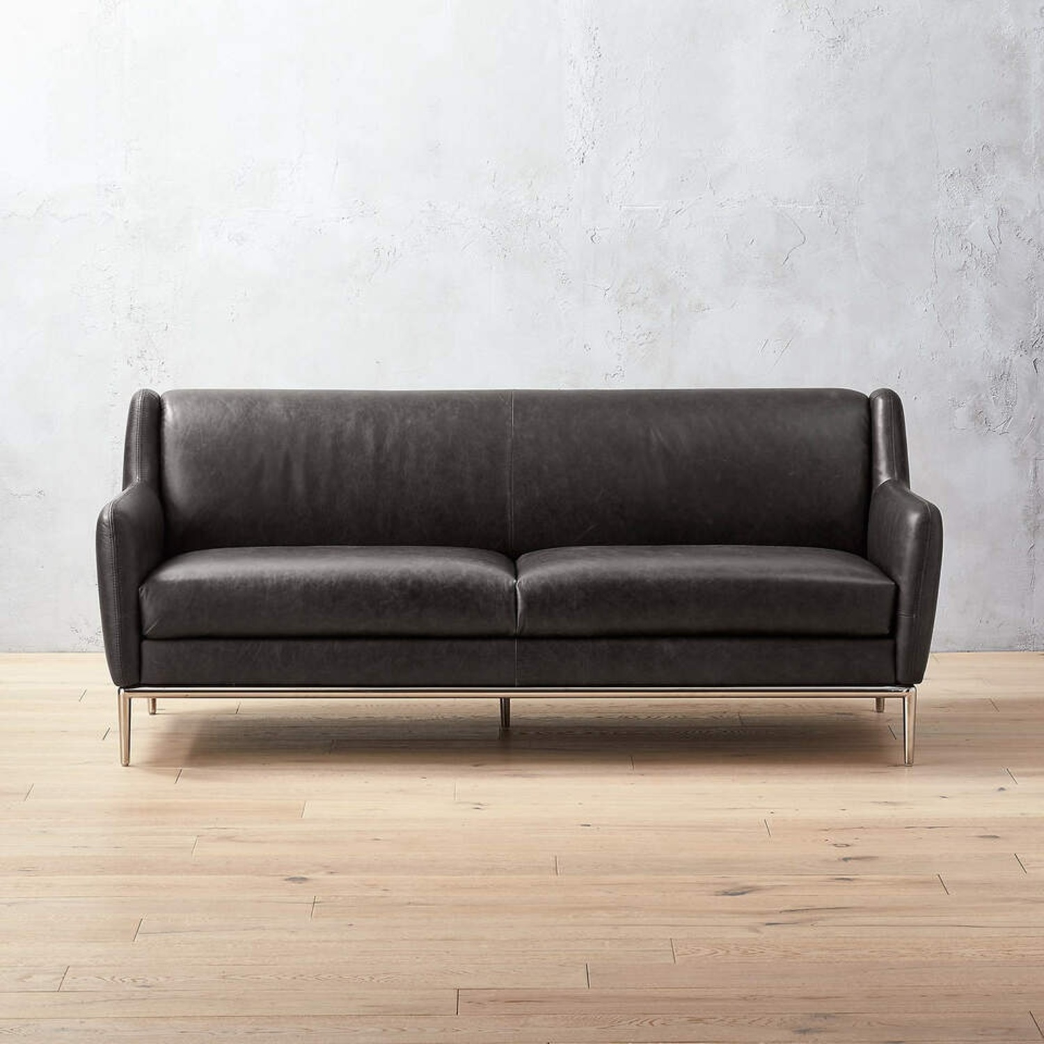 CB2 Alfred Black Leather Couch - image-5