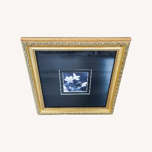 Used Framed Black and White Flower Print with Ornate for sale on AptDeco