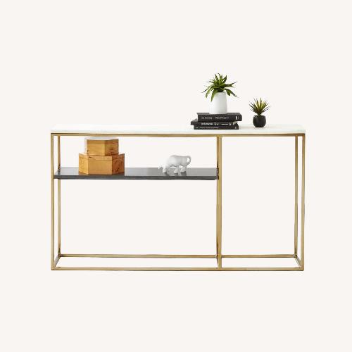 Used CB2 Two Tone Marble Console Table for sale on AptDeco