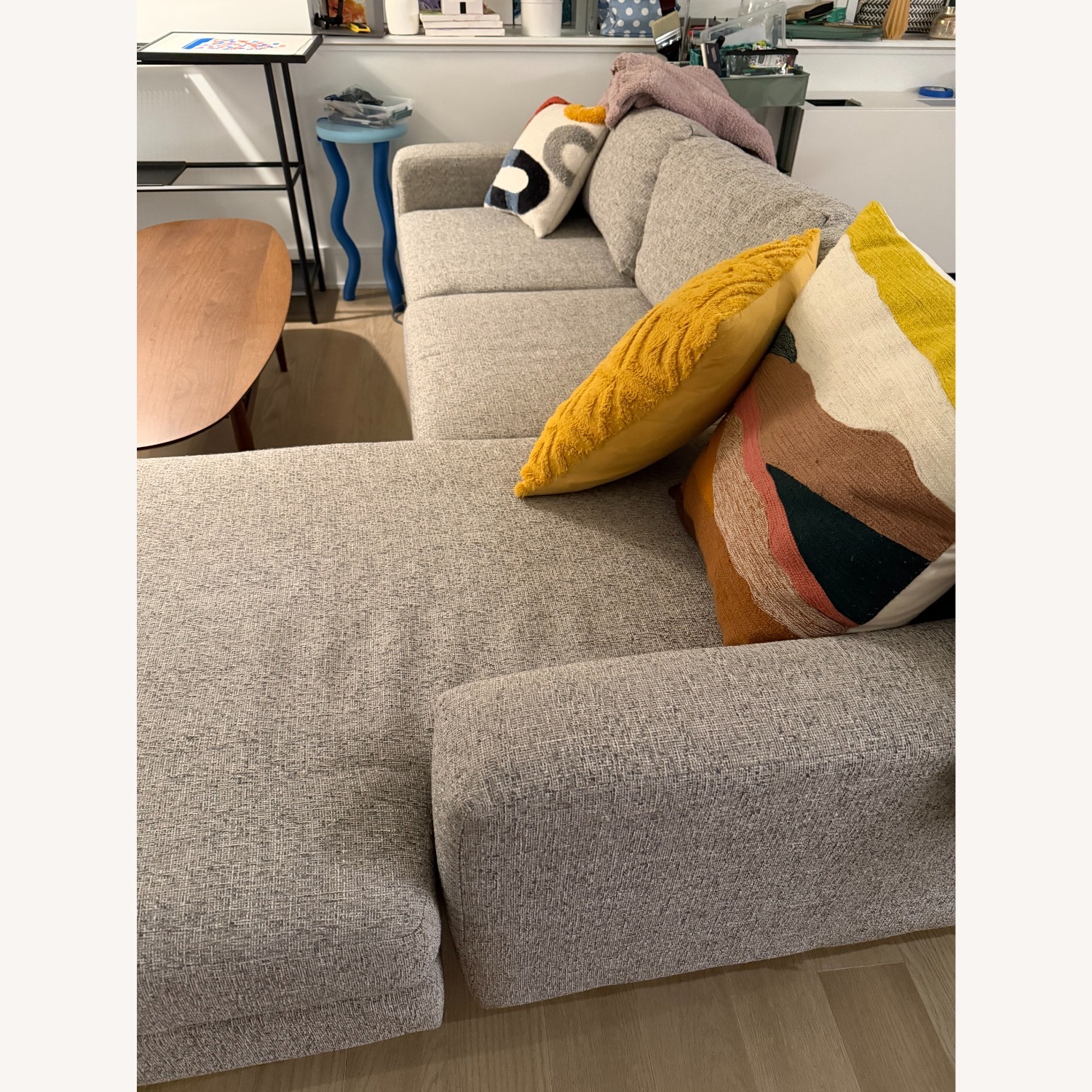 West Elm Eddy Light Gray Reversible Sectional - image-3