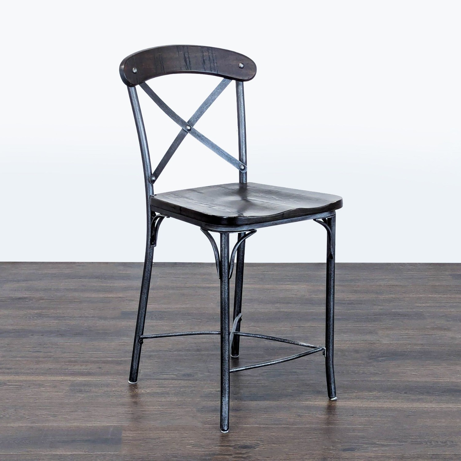 Standard Furniture Distressed Cross Back Bar Stool - image-1