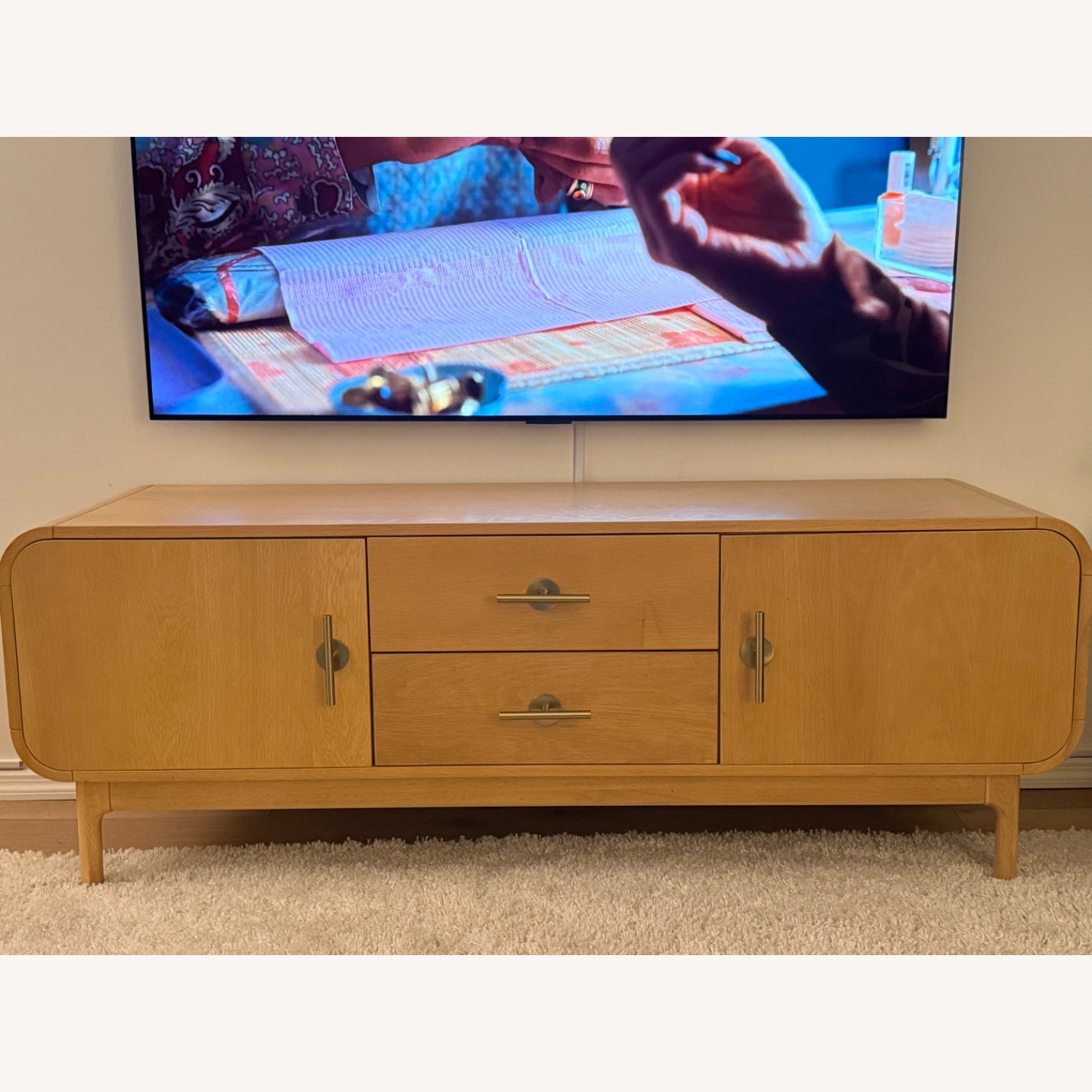 Anthropologie Natural Wood Media Storage - image-2