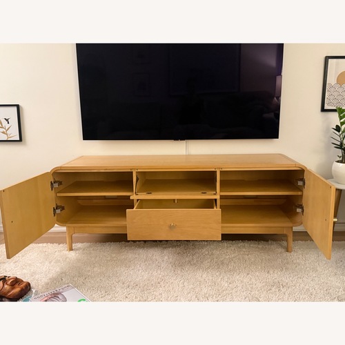 Used Anthropologie Natural Wood Media Storage for sale on AptDeco