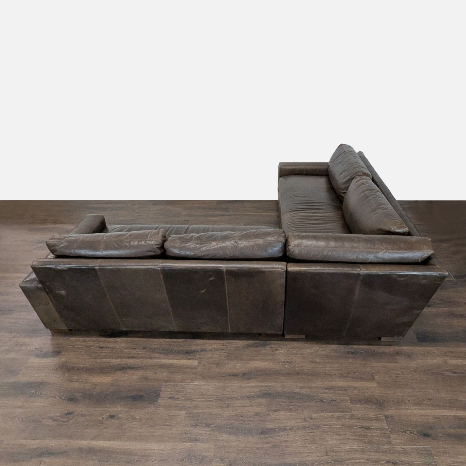 Restoration Hardware Maxwell Brown Leather Sectional - image-3