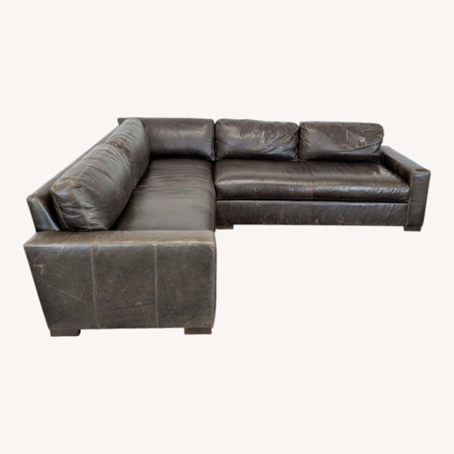 Used Restoration Hardware Maxwell Brown Leather Sectional for sale on AptDeco