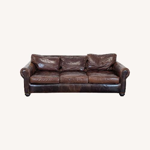 Used Restoration Hardware Lancaster 3-Seat Brown Leather Sofa for sale on AptDeco