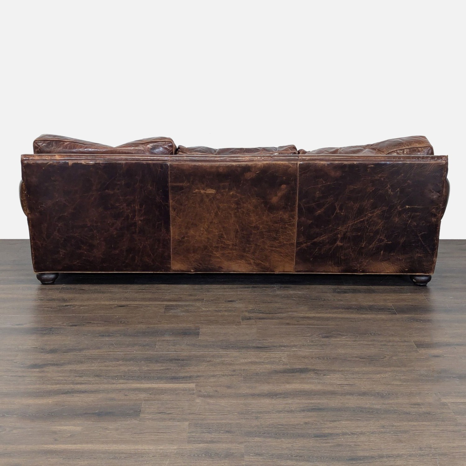 Restoration Hardware Lancaster 3-Seat Brown Leather Sofa - image-3