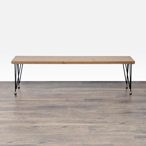 Used Urban Wood Goods Urban Loft Black & Brass Bench for sale on AptDeco