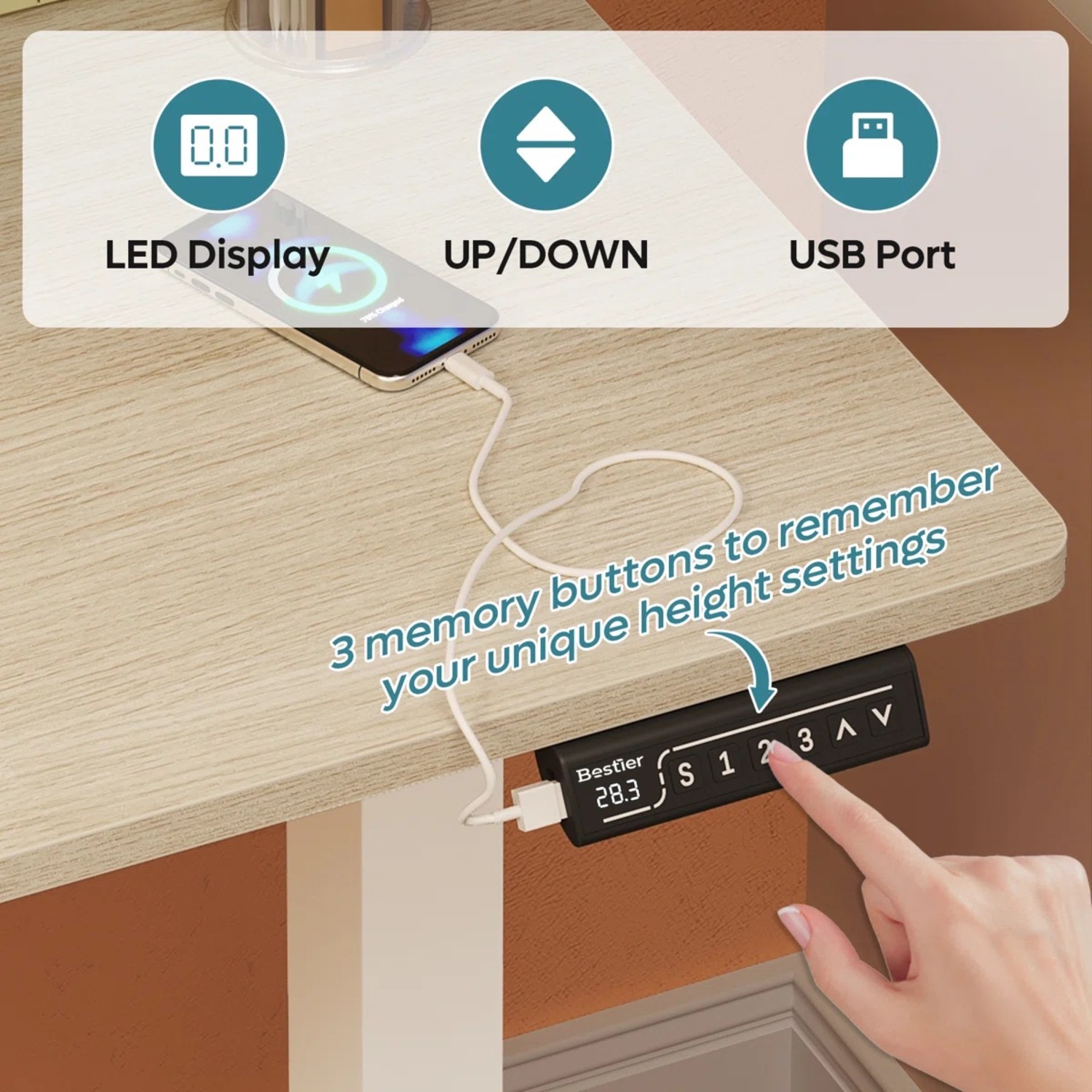 Seilles 55.1" W Height Adjustable Standing Desk - image-3