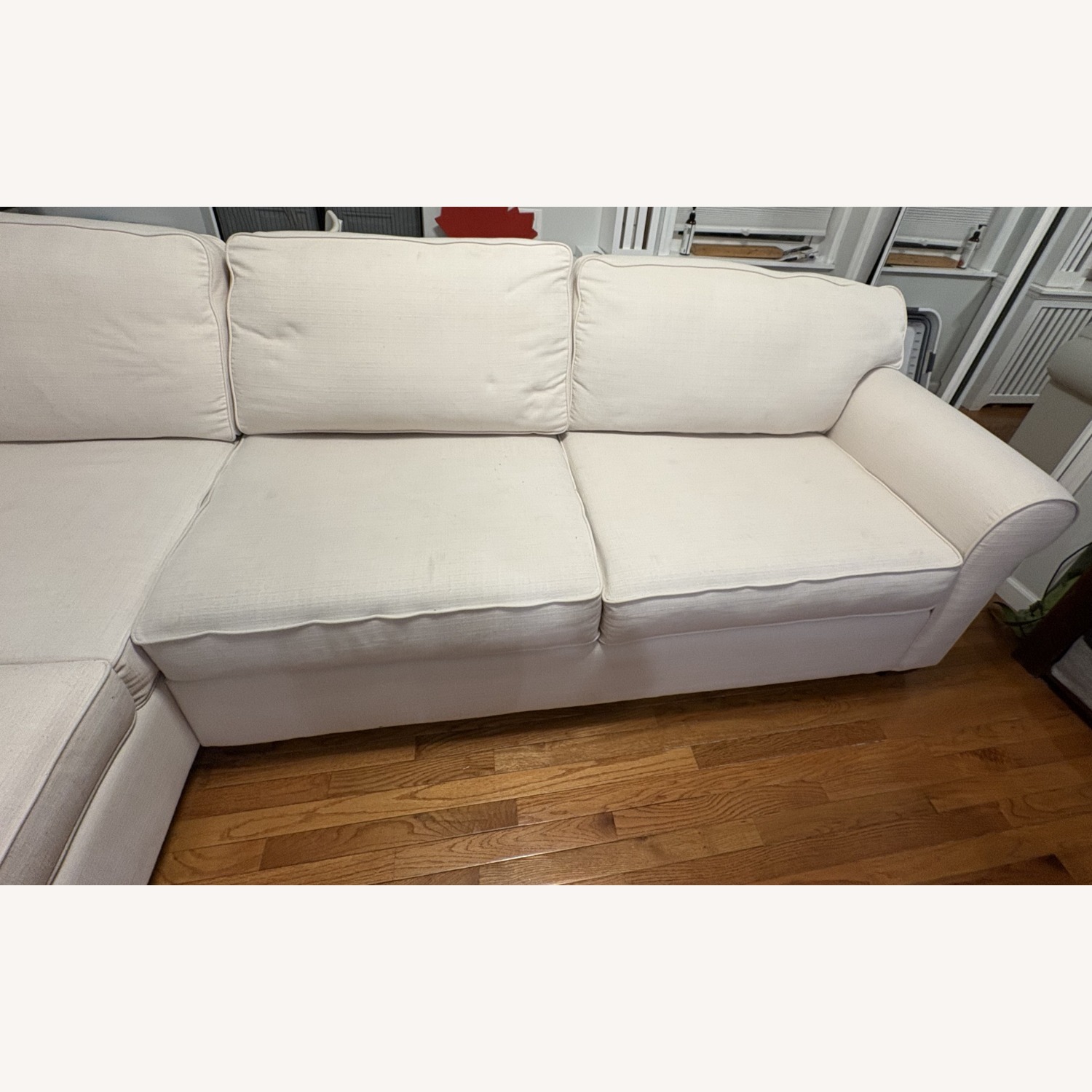 Ivory Woven Fabric Corner Sectional (L-Shape) - image-2