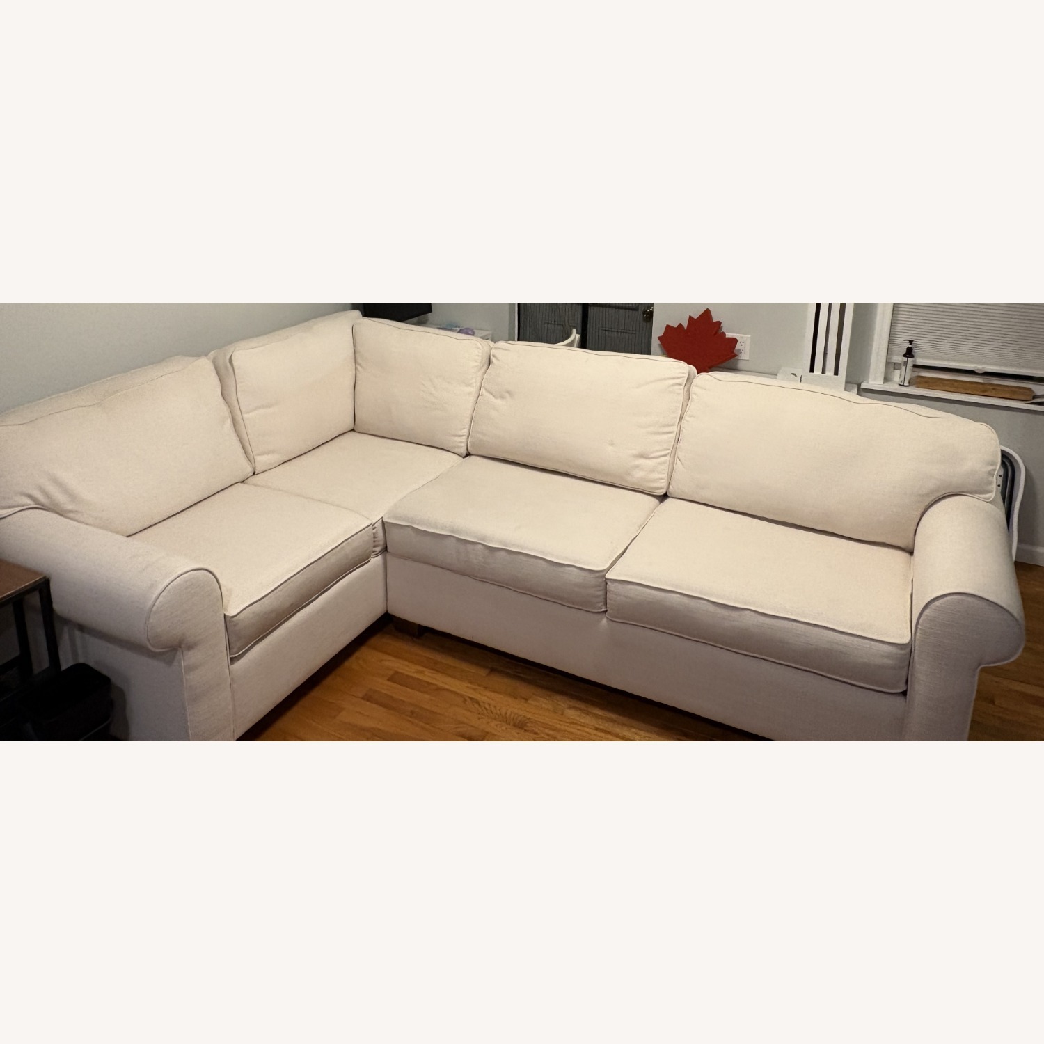 Ivory Woven Fabric Corner Sectional (L-Shape) - image-1