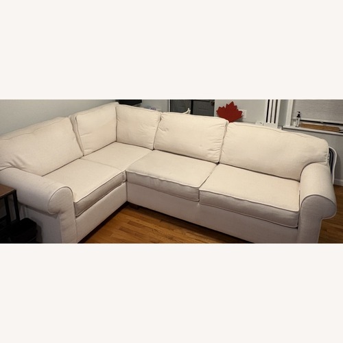 Used Ivory Woven Fabric Corner Sectional (L-Shape) for sale on AptDeco