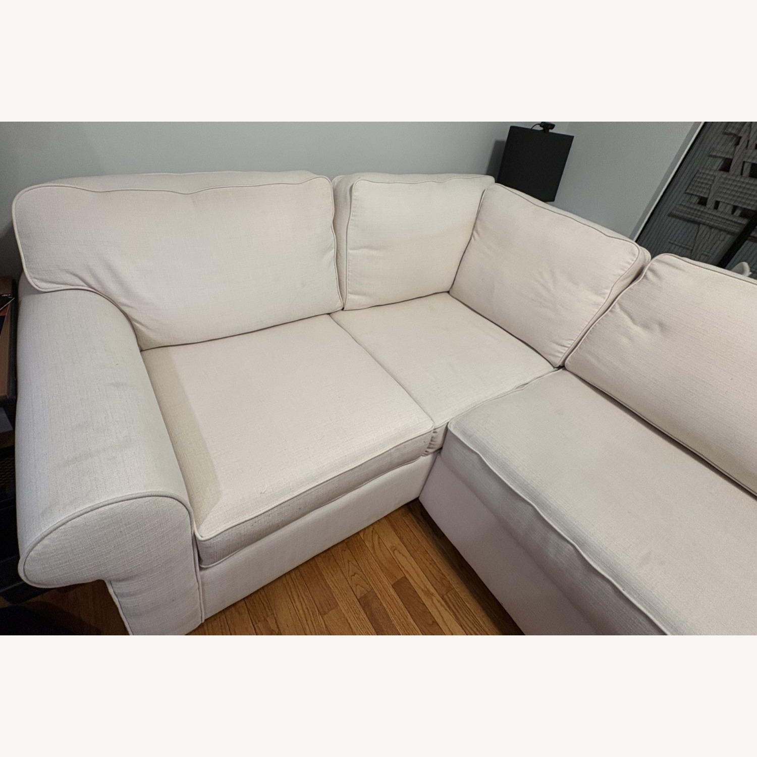 Ivory Woven Fabric Corner Sectional (L-Shape) - image-3