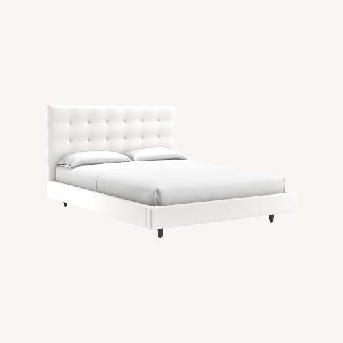 Used Crate & Barrel Tate Natural Fabric Queen Bed for sale on AptDeco