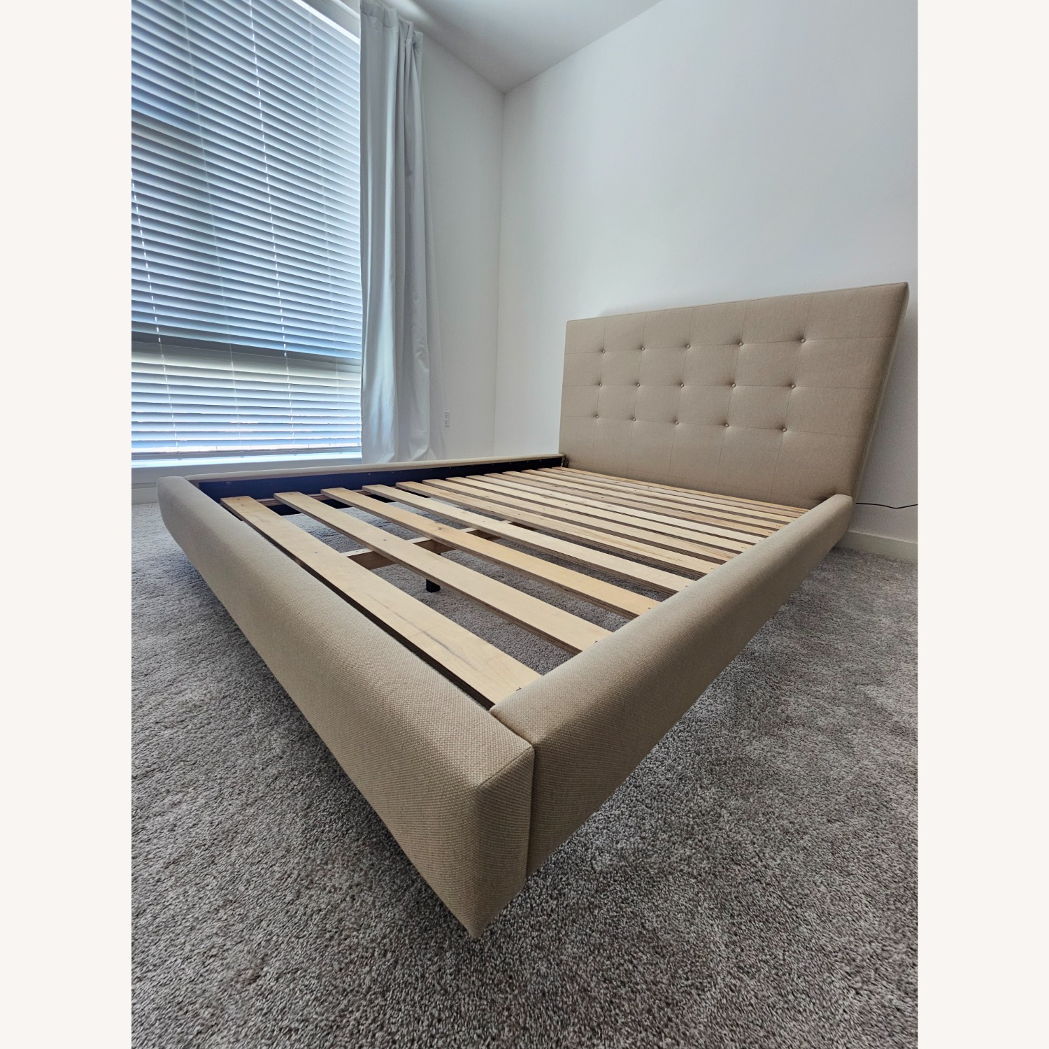 Crate & Barrel Tate Natural Fabric Queen Bed - image-3