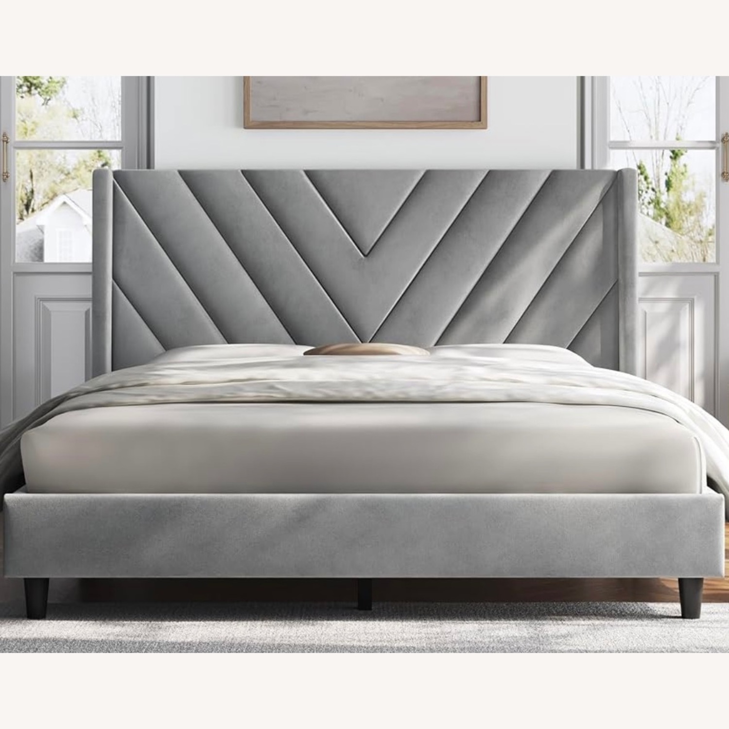 Light Gray Twin Bed - image-0