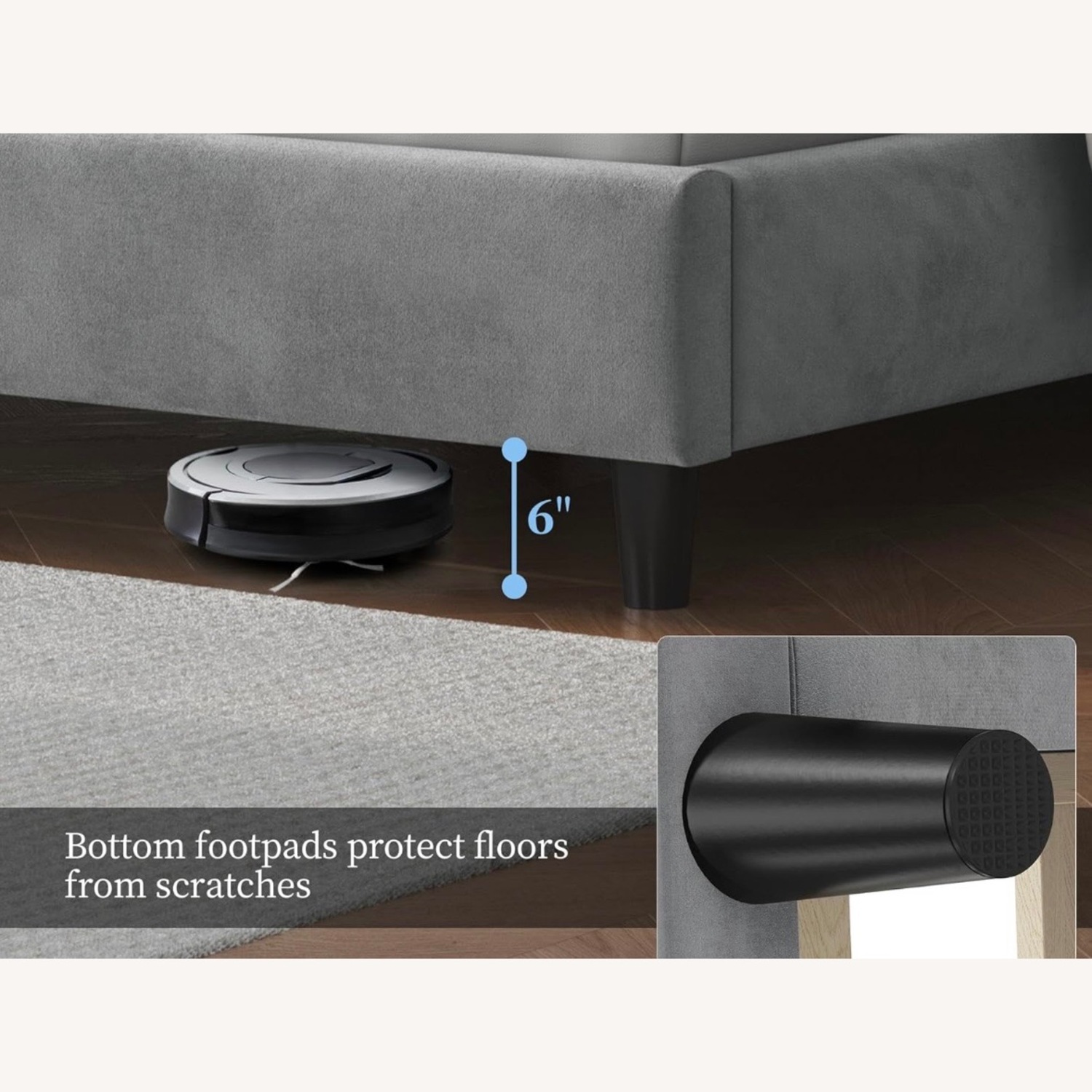 Light Gray Twin Bed - image-1