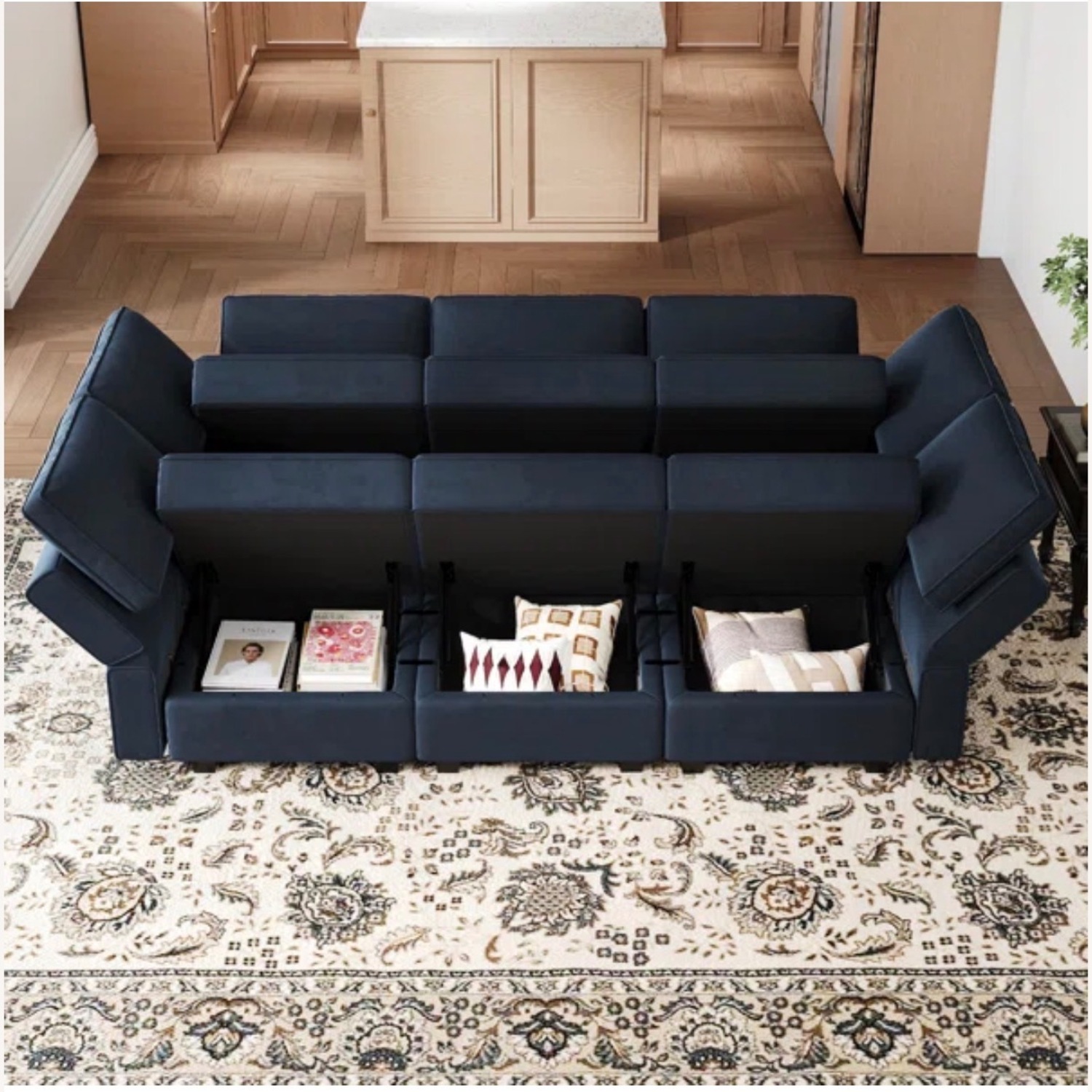 Wayfair Blue Velvet 3+ Piece Sectional - image-4