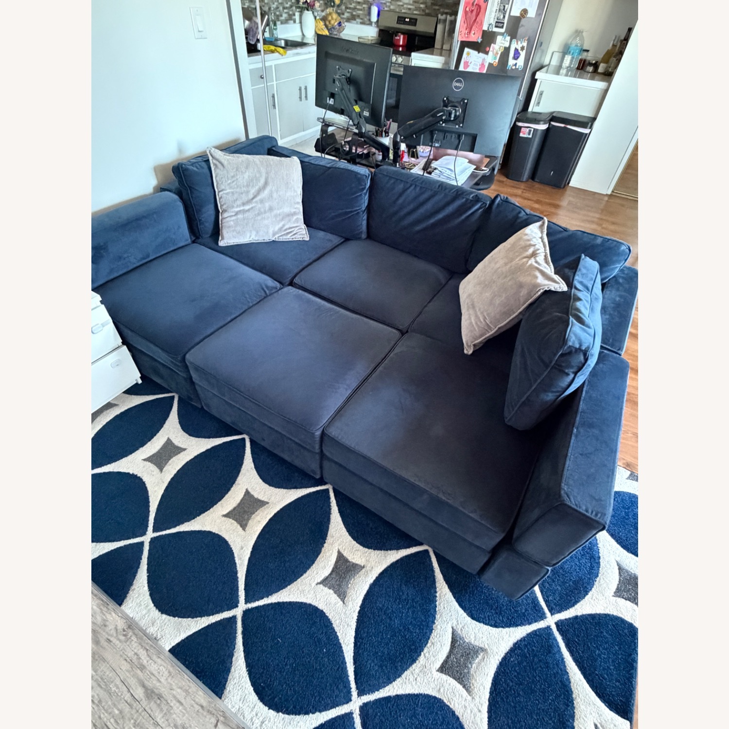 Wayfair Blue Velvet 3+ Piece Sectional - image-1