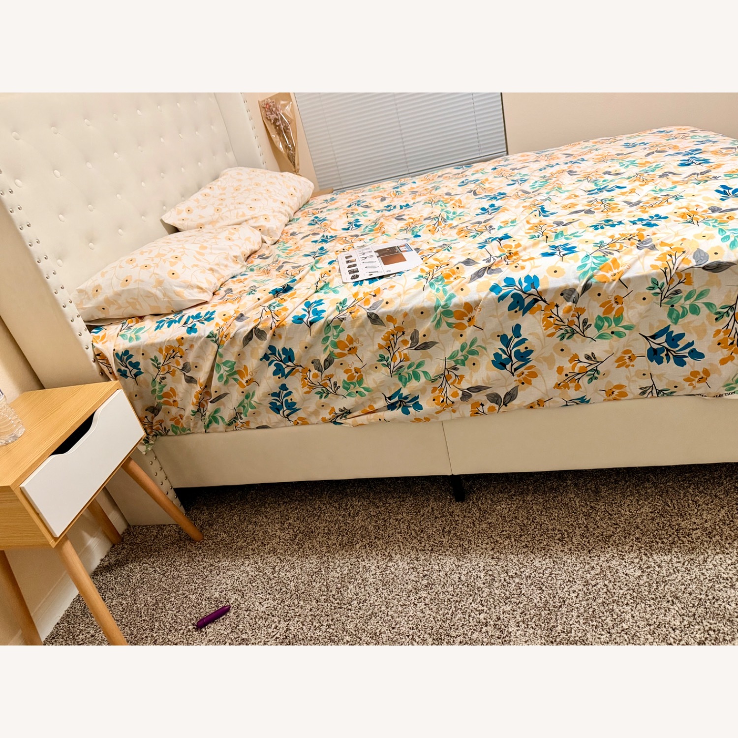 Target Self Collection White Fabric Queen Bed - image-3