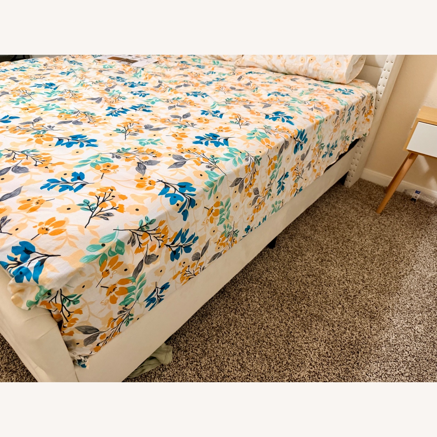 Target Self Collection White Fabric Queen Bed - image-5